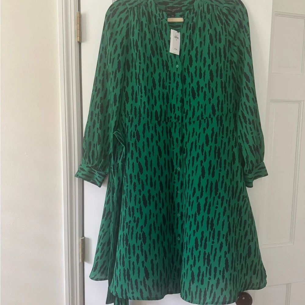 Banana Republic Factory Green and Black Long Sleeve Dress - Picture 2 of 6